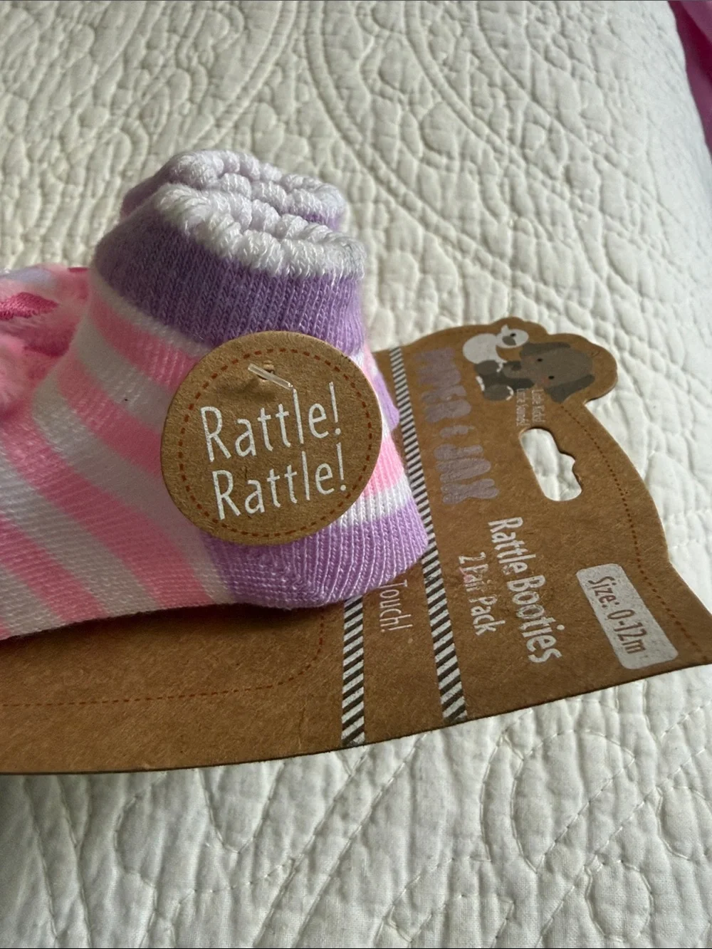 ✅Pink & Purple Kitty Non-Slip Baby Sock Booties - Pack of 2